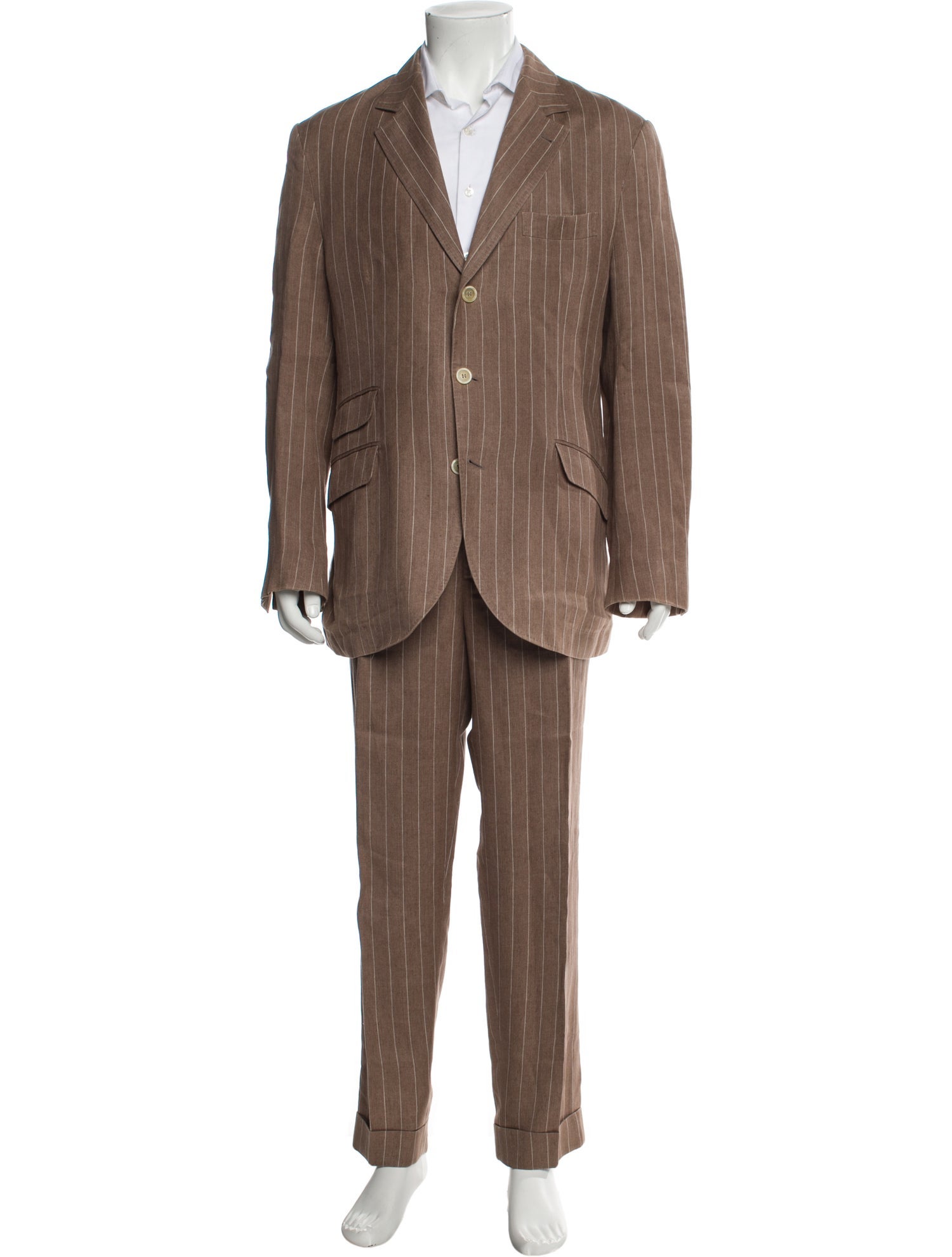 Brunello Cucinelli Linen Striped Two-Piece Suit
