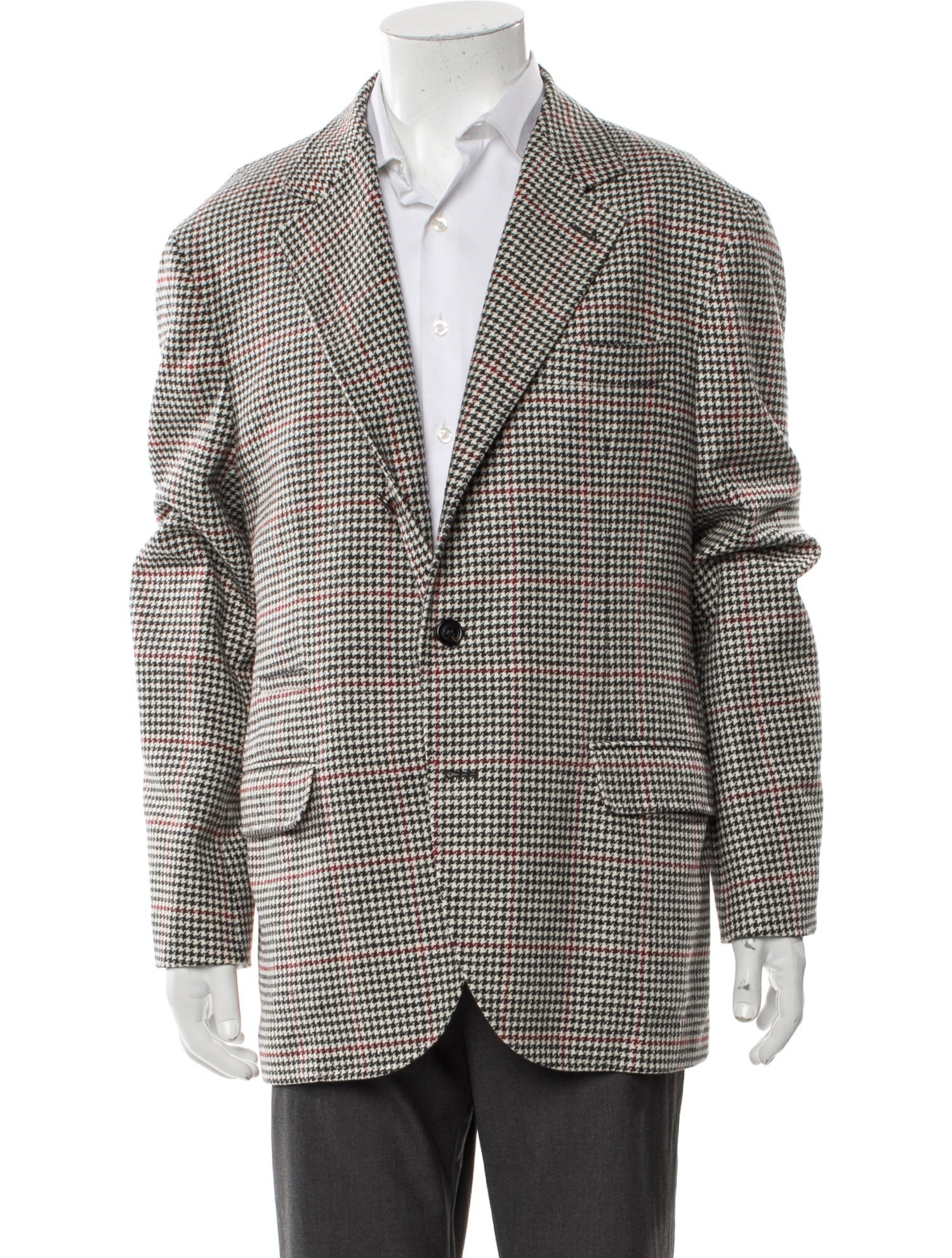 Brunello Cucinelli Wool Houndstooth Print Blazer