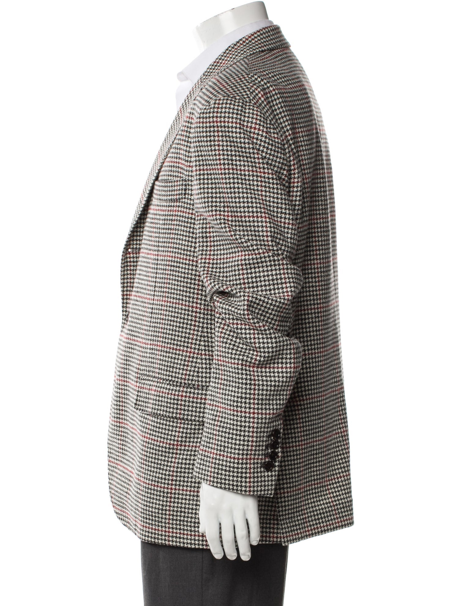 Brunello Cucinelli Wool Houndstooth Print Blazer