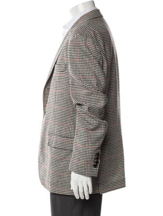Brunello Cucinelli Wool Houndstooth Print Blazer