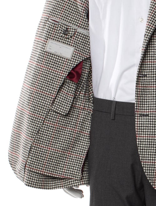 Brunello Cucinelli Wool Houndstooth Print Blazer