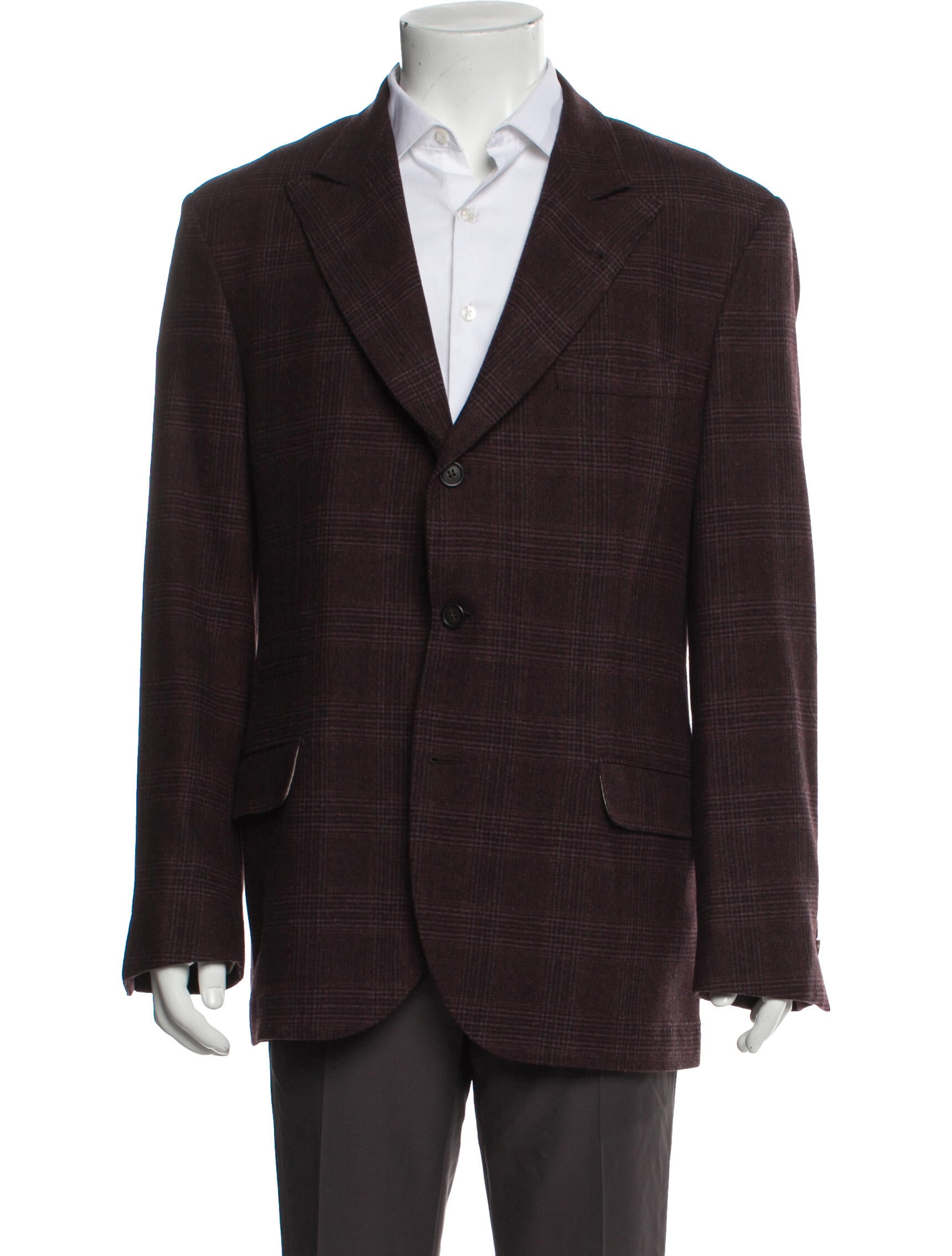 Brunello Cucinelli Wool Plaid Print Blazer