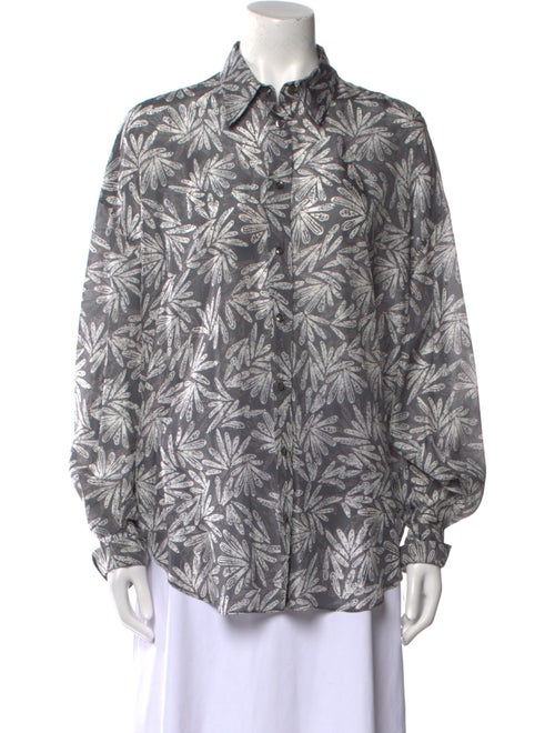 Brunello Cucinelli Silk Printed Button-Up Top