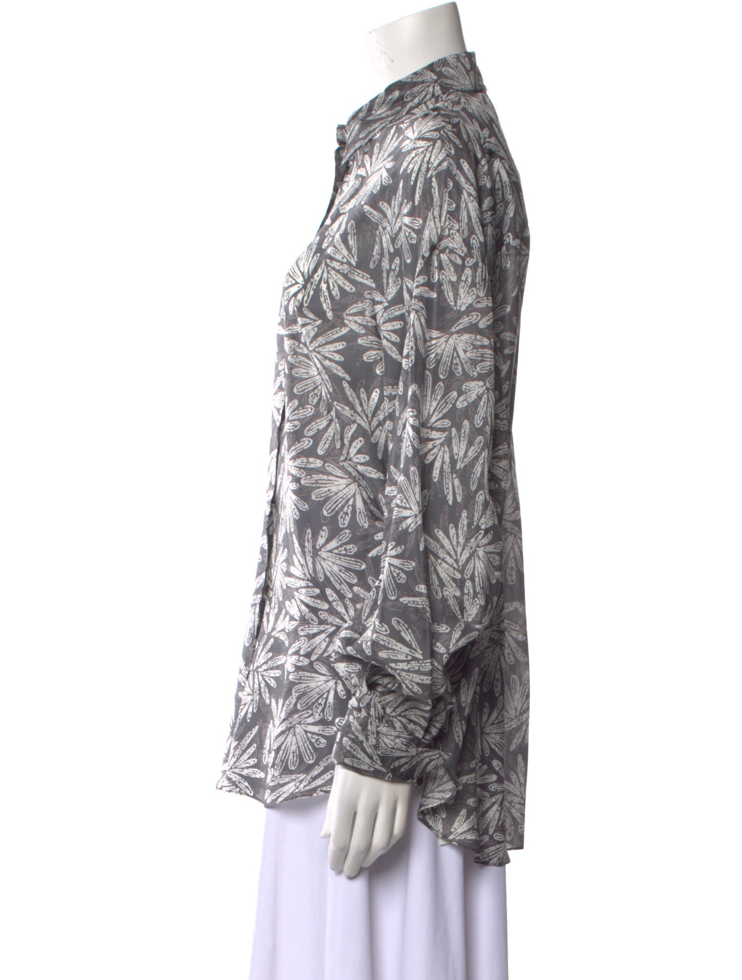 Brunello Cucinelli Silk Printed Button-Up Top