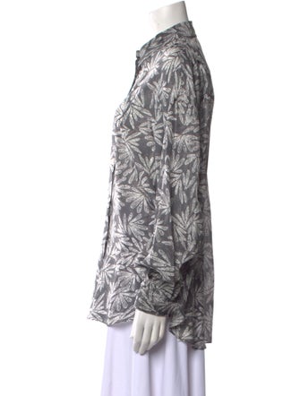 Brunello Cucinelli Silk Printed Button-Up Top