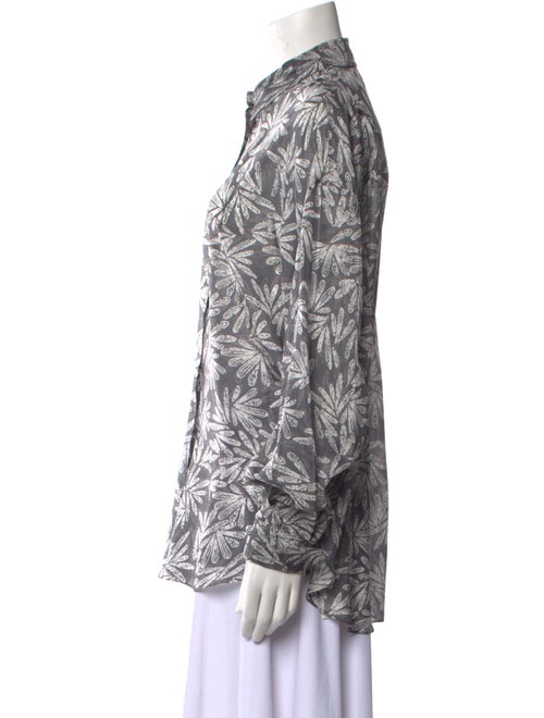 Brunello Cucinelli Silk Printed Button-Up Top