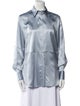 Brunello Cucinelli Satin Long Sleeve Button-Up Top