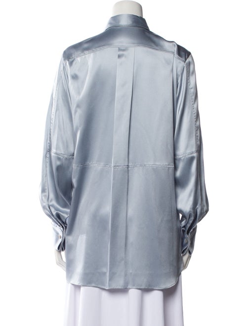 Brunello Cucinelli Satin Long Sleeve Button-Up Top