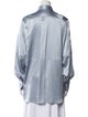 Brunello Cucinelli Satin Long Sleeve Button-Up Top