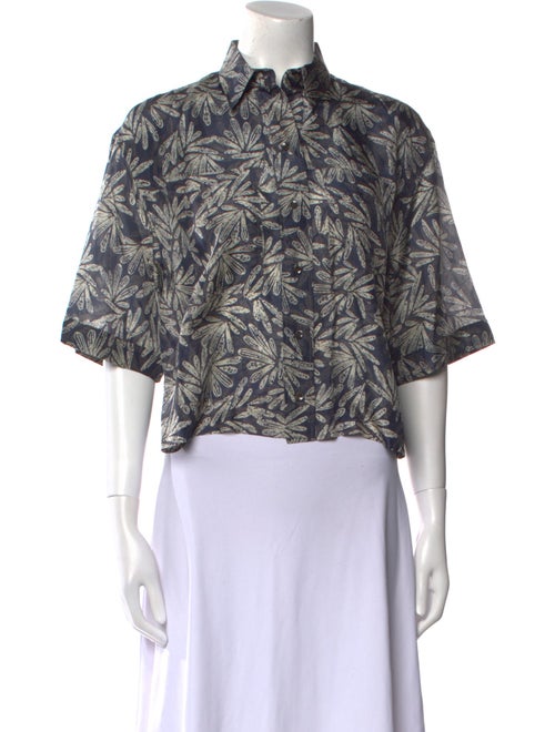 Brunello Cucinelli Silk Printed Crop Top