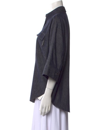 Brunello Cucinelli Three-Quarter Sleeve Button-Up Top