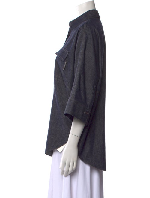 Brunello Cucinelli Three-Quarter Sleeve Button-Up Top