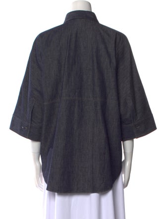 Brunello Cucinelli Three-Quarter Sleeve Button-Up Top