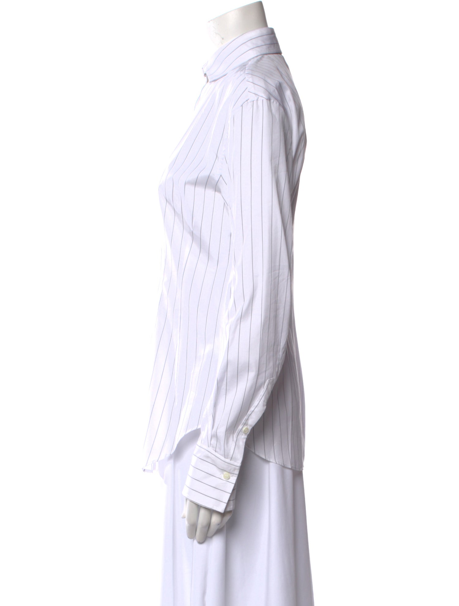 Brunello Cucinelli Striped Long Sleeve Button-Up Top w/ Tags