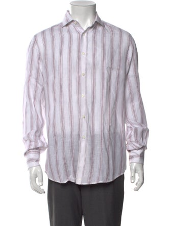 Brunello Cucinelli Linen Striped Dress Shirt