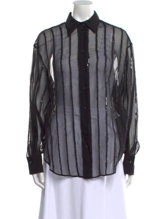 Brunello Cucinelli Silk Striped Button-Up Top
