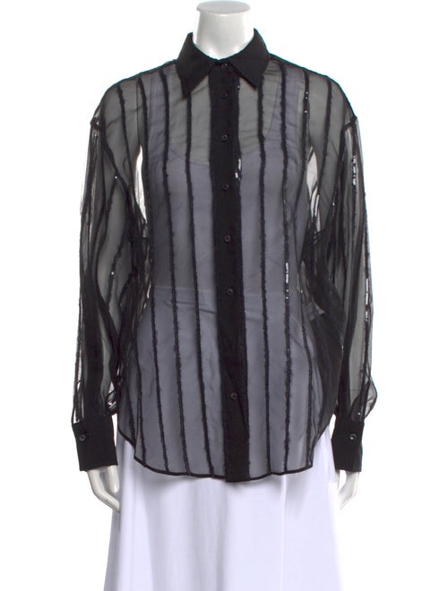 Brunello Cucinelli Silk Striped Button-Up Top