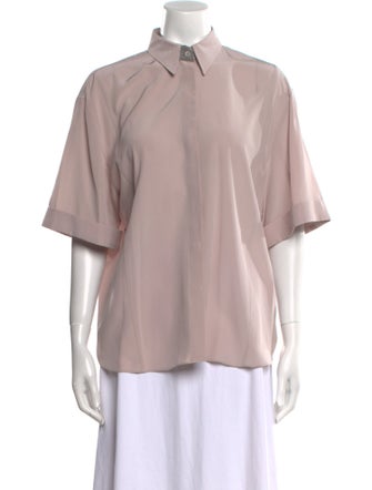 Brunello Cucinelli Silk Short Sleeve Blouse