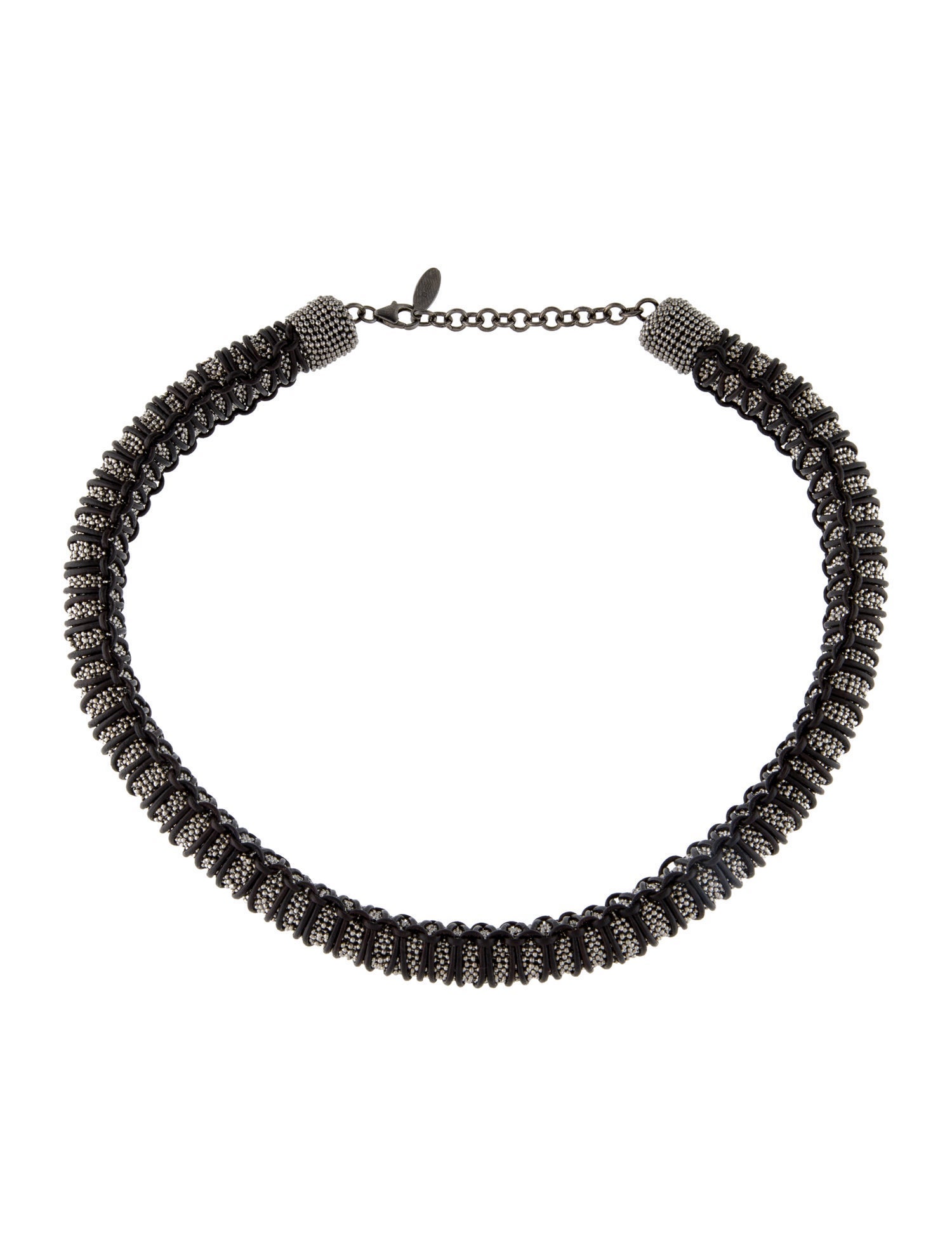 Brunello Cucinelli Leather Braided Tubular Monili Collar Necklace