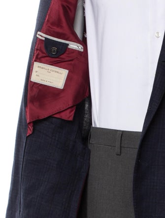 Brunello Cucinelli Linen Plaid Print Blazer