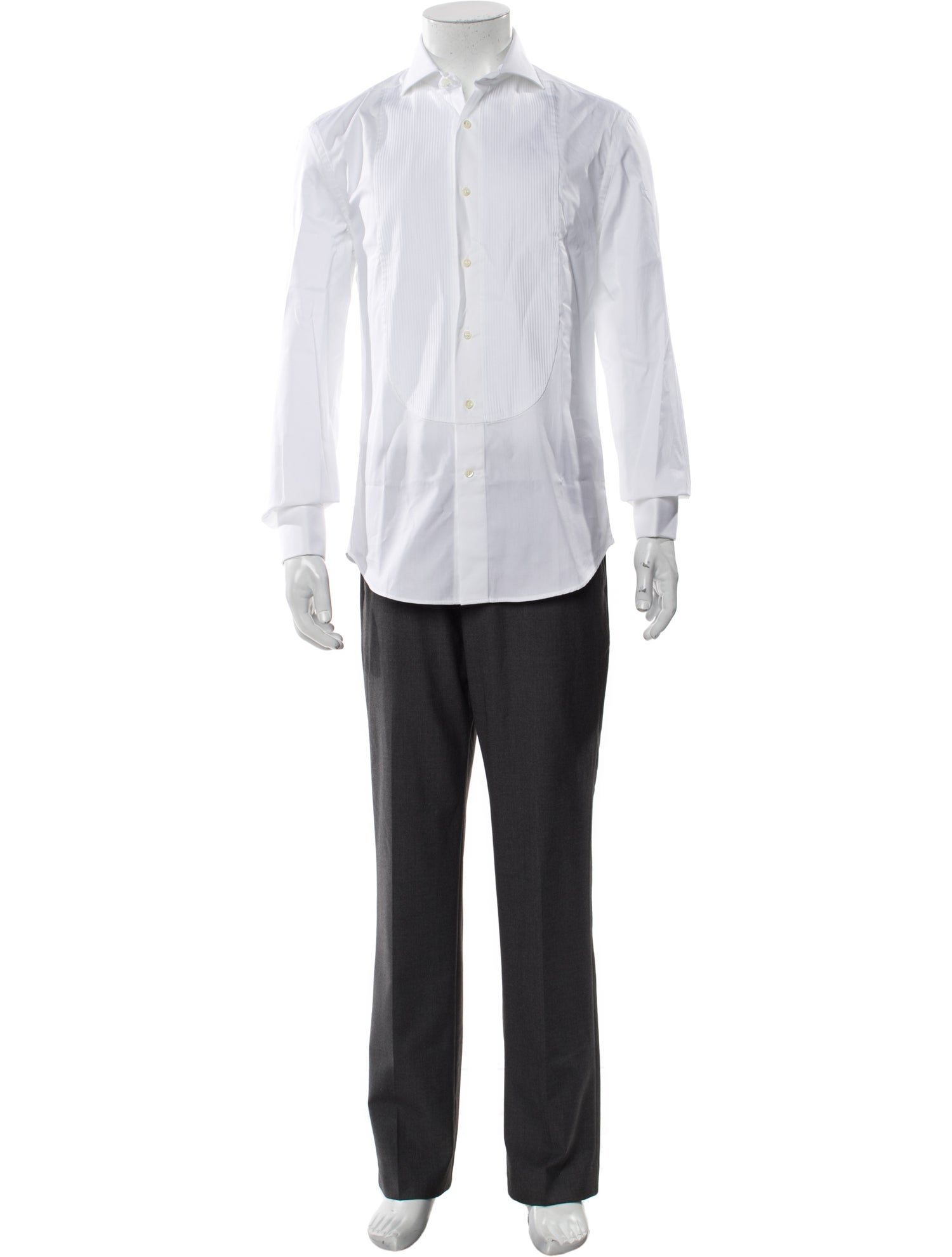 Brunello Cucinelli Striped Long Sleeve Tuxedo Shirt