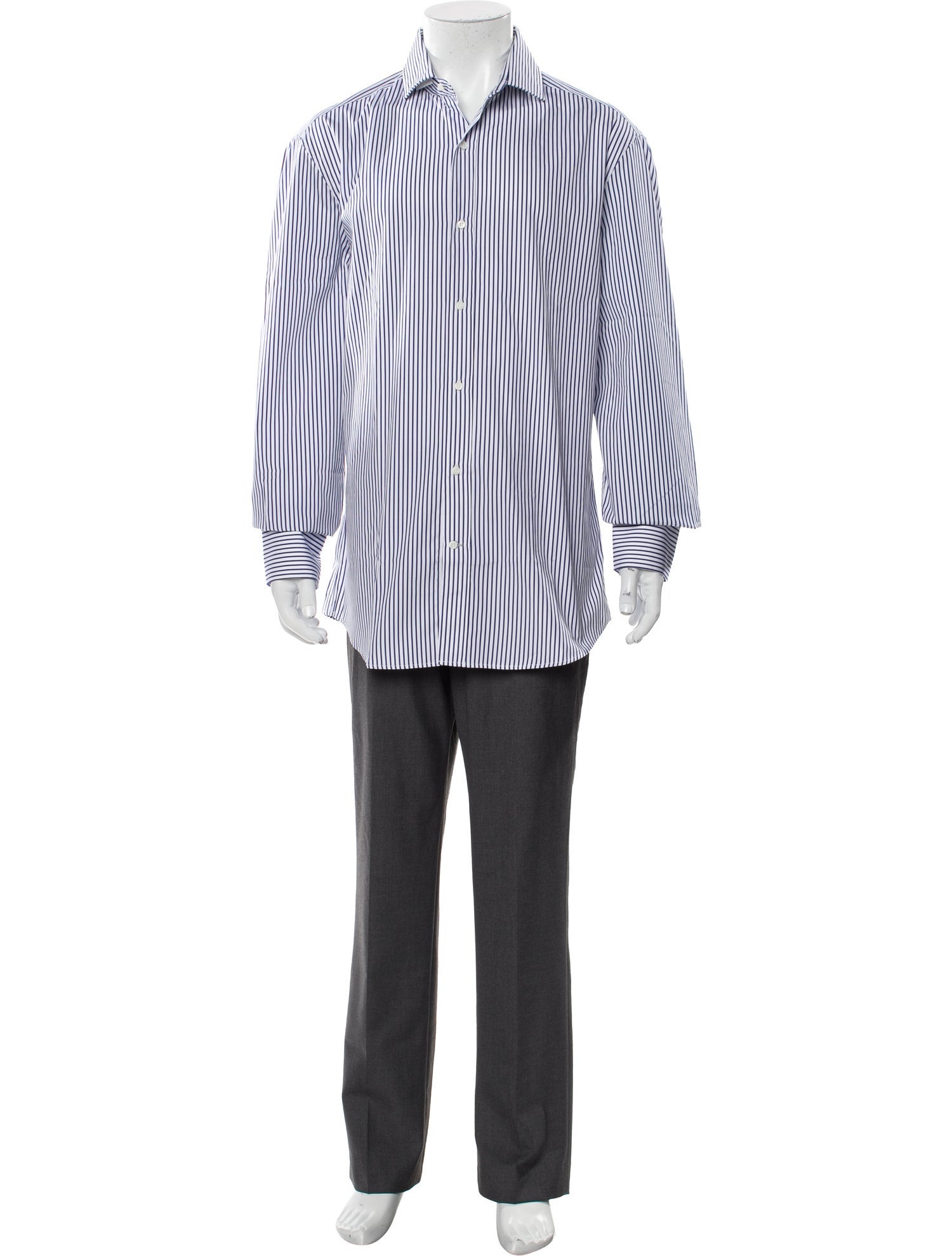 Brunello Cucinelli Striped Long Sleeve Dress Shirt