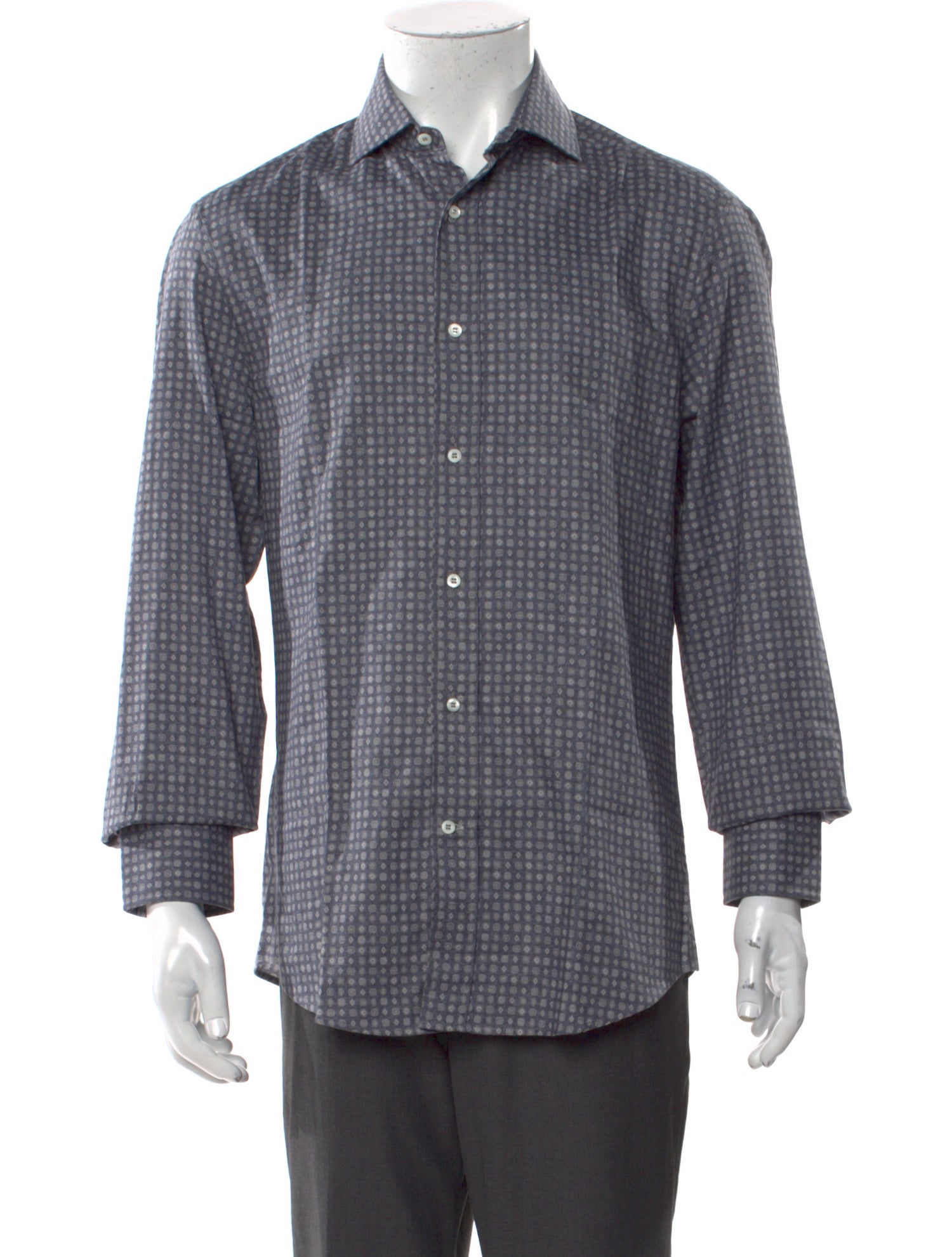 Brunello Cucinelli Polka Dot Print Long Sleeve Dress Shirt