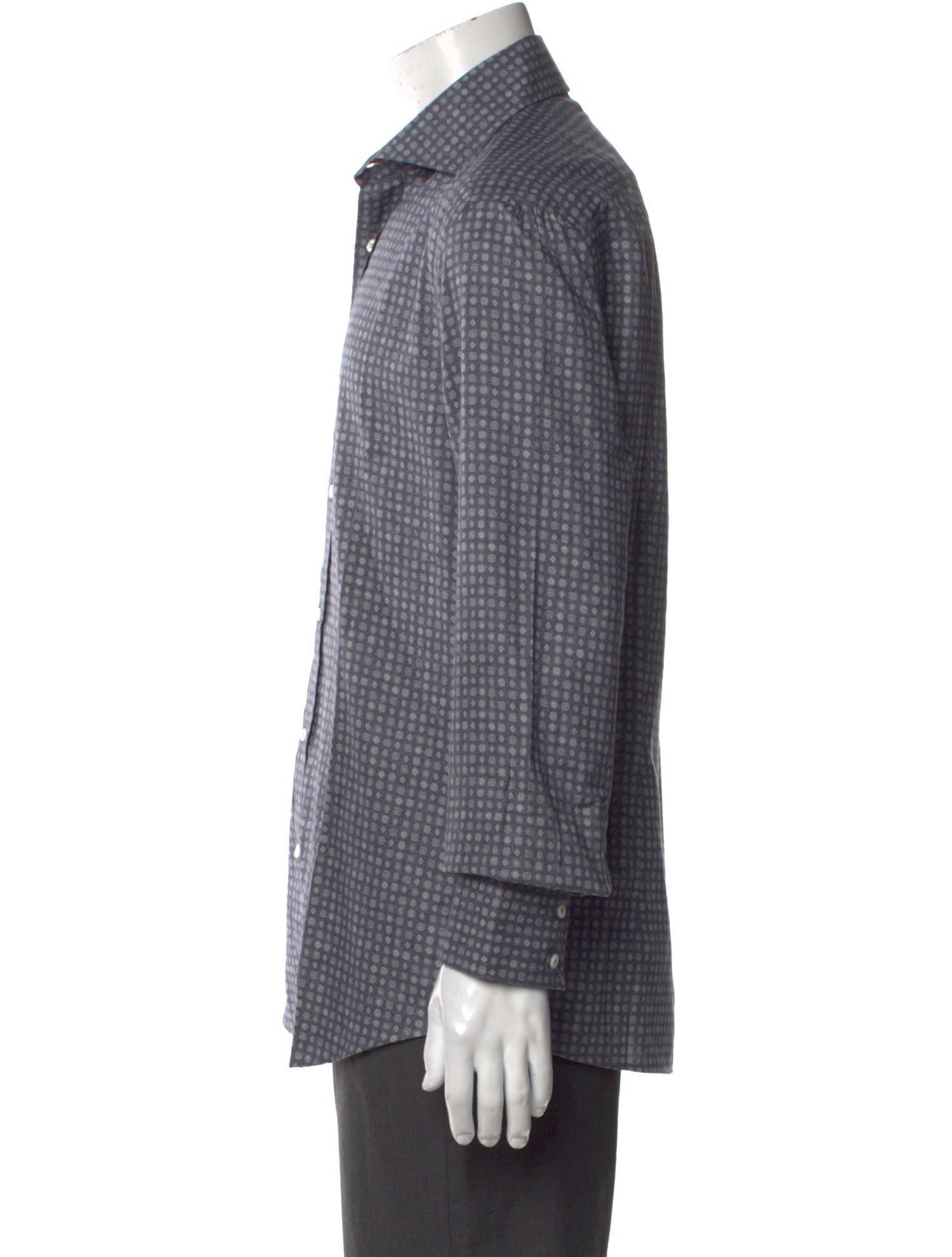 Brunello Cucinelli Polka Dot Print Long Sleeve Dress Shirt