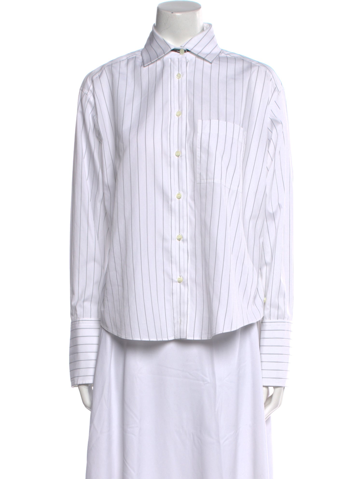Brunello Cucinelli Striped Long Sleeve Button-Up Top w/ Tags