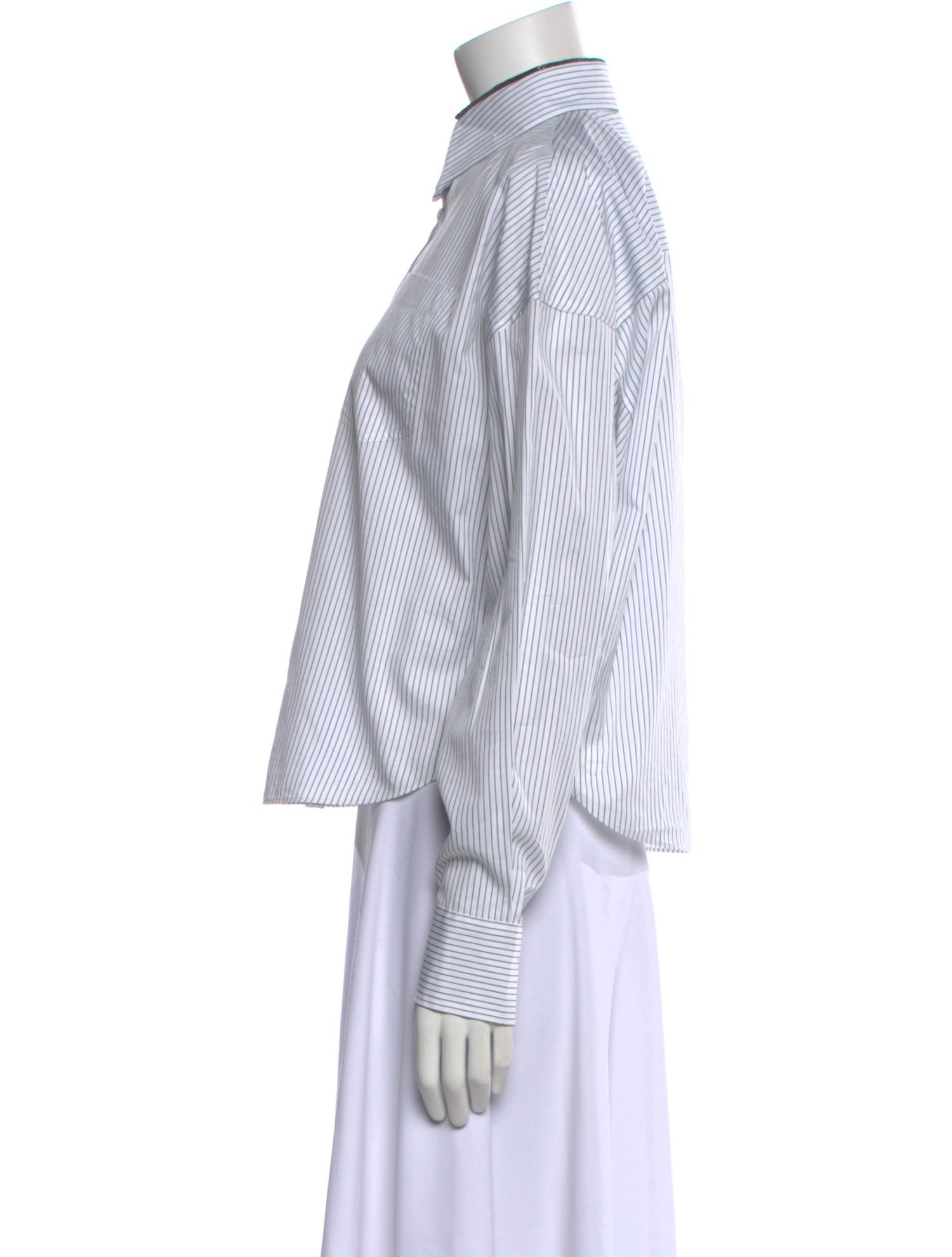 Brunello Cucinelli Striped Long Sleeve Button-Up Top w/ Tags