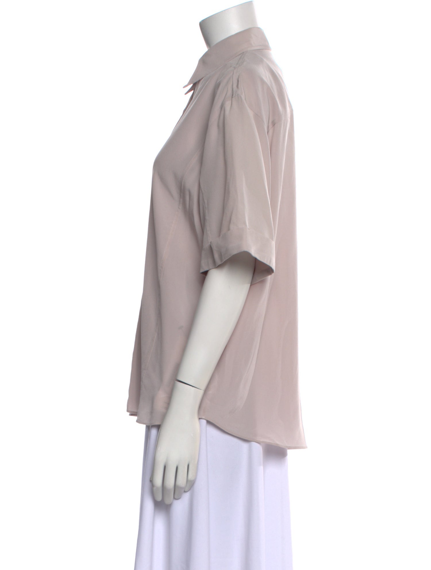 Brunello Cucinelli Silk Short Sleeve Button-Up Top w/ Tags