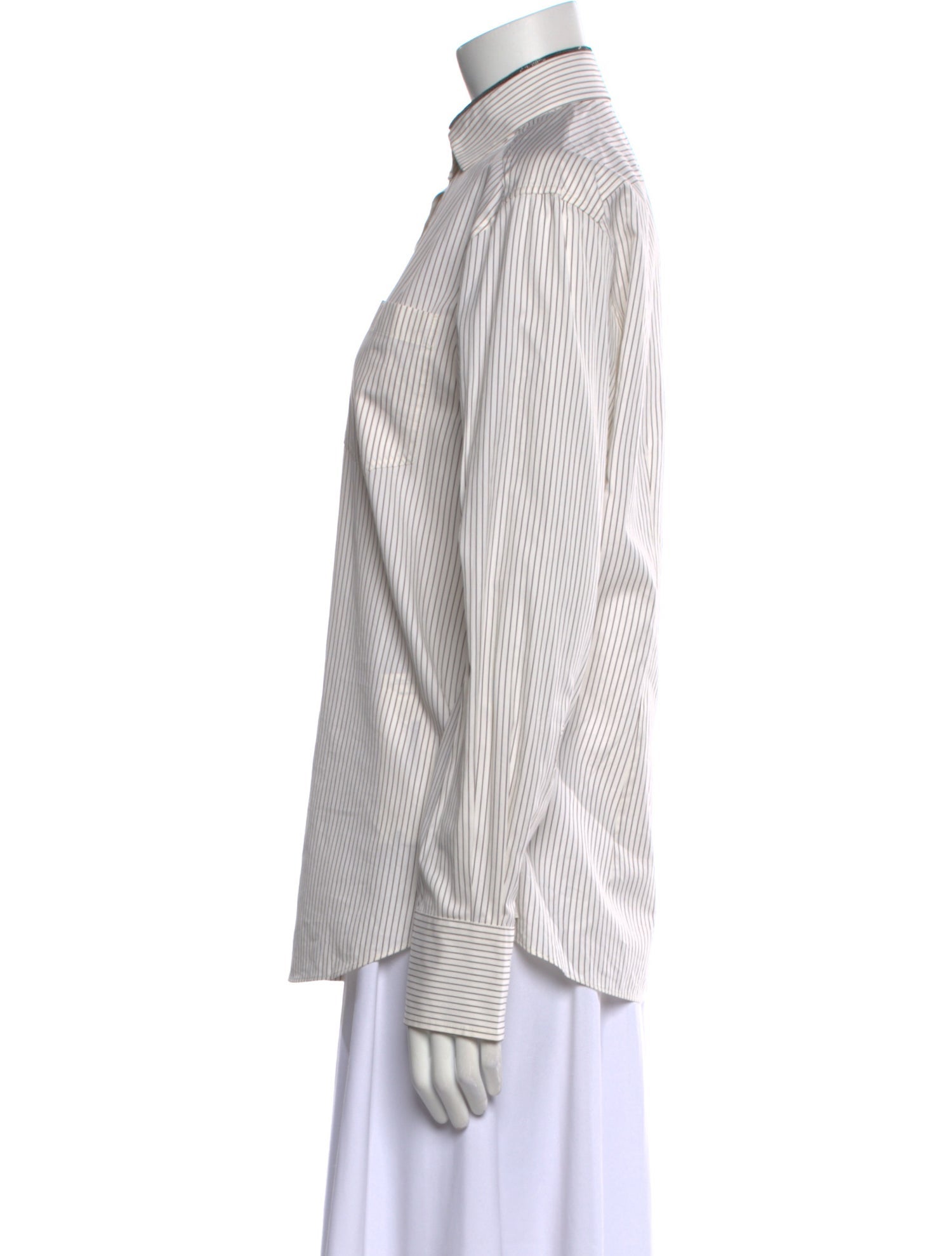 Brunello Cucinelli Striped Long Sleeve Button-Up Top w/ Tags