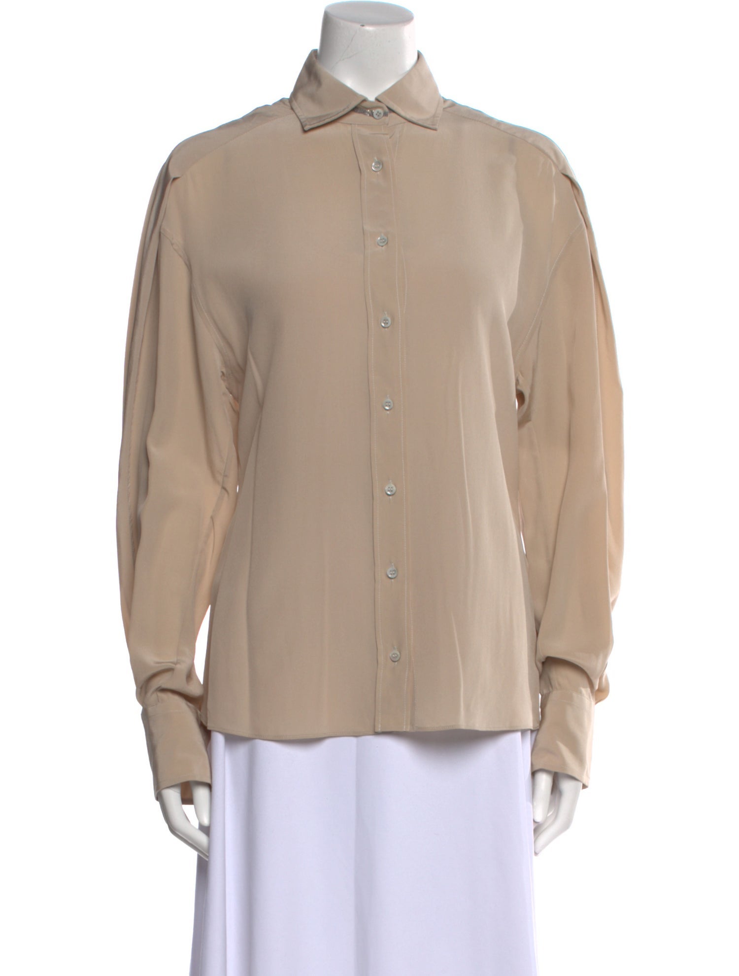 Brunello Cucinelli Silk Long Sleeve Button-Up Top w/ Tags