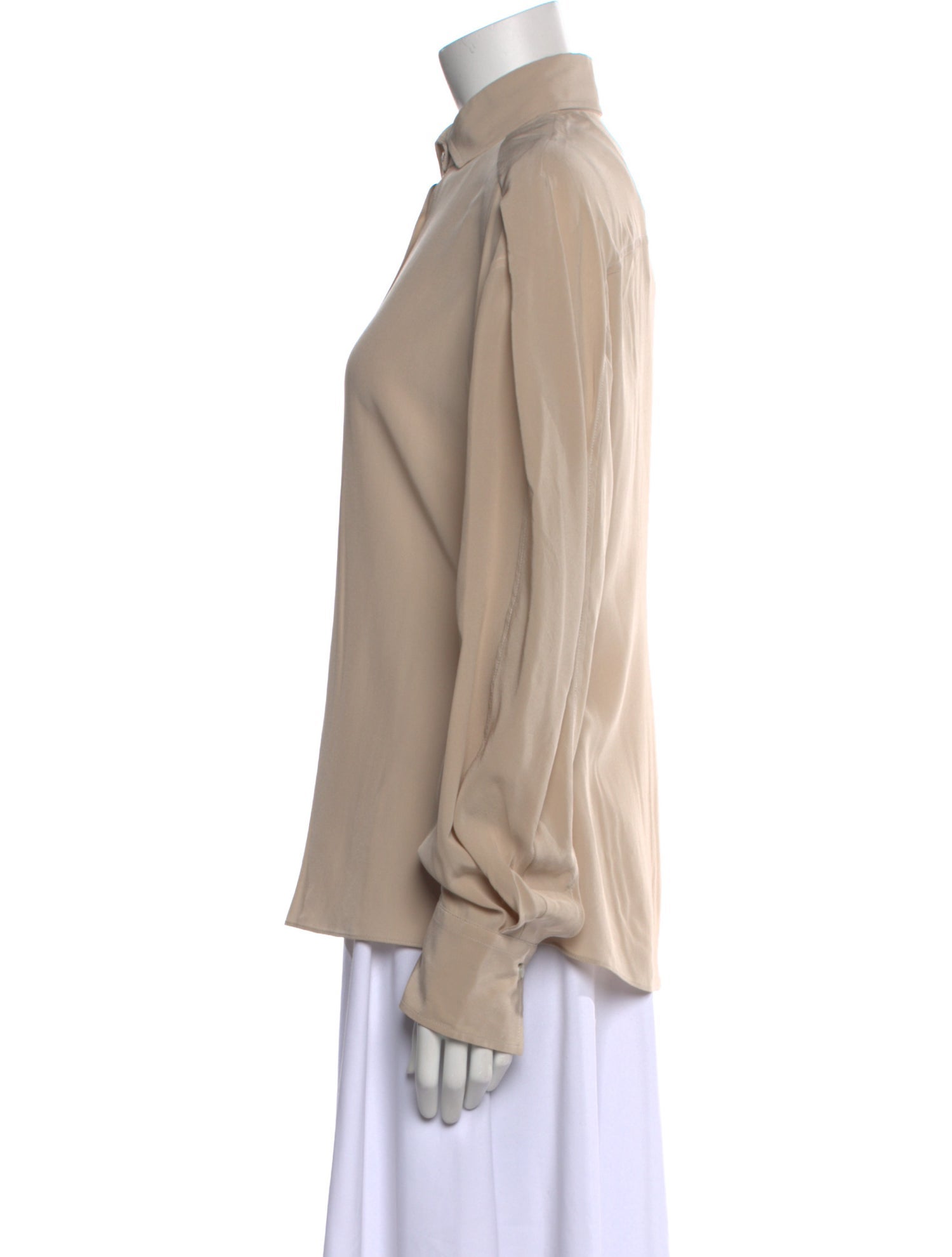 Brunello Cucinelli Silk Long Sleeve Button-Up Top w/ Tags