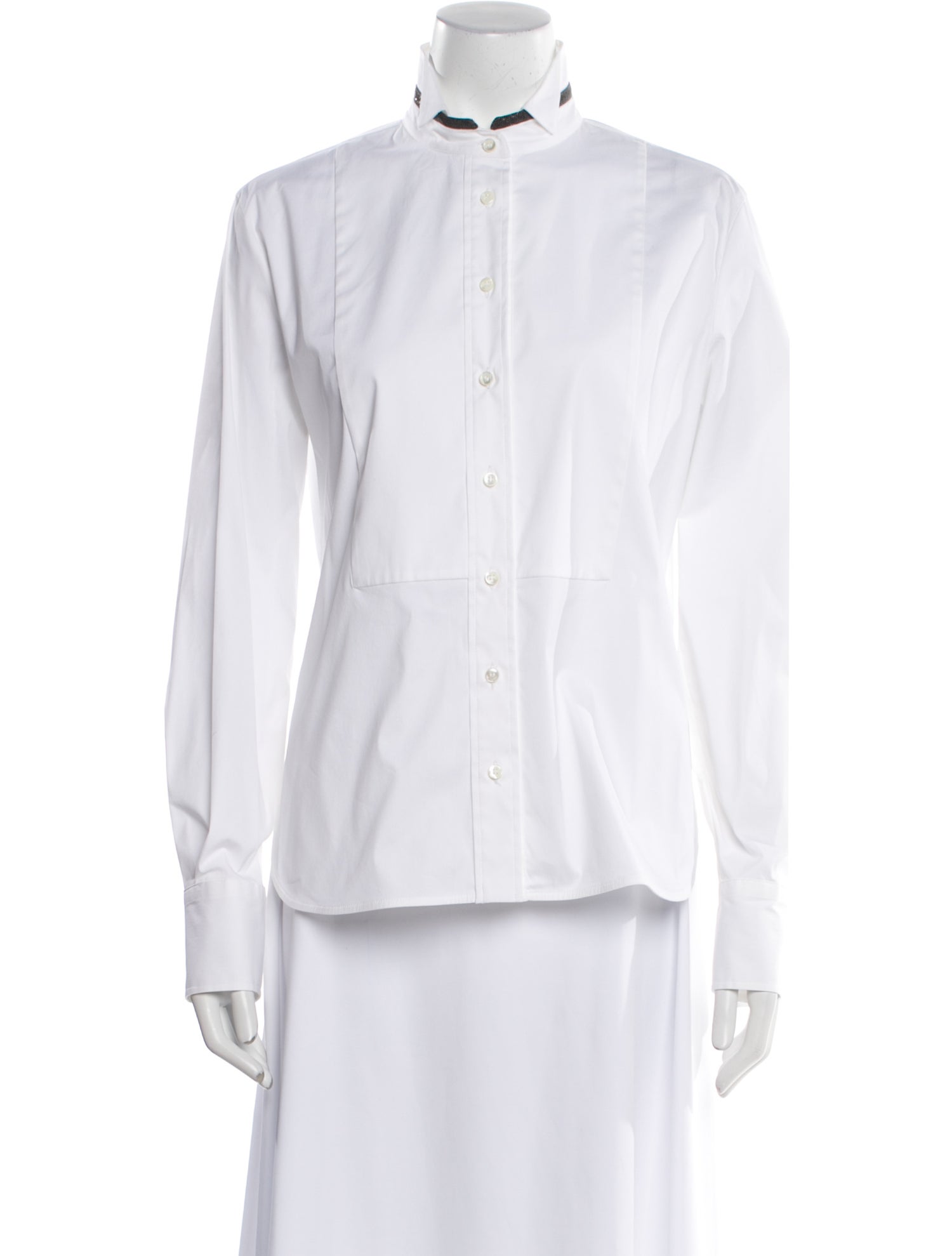 Brunello Cucinelli Long Sleeve Button-Up Top