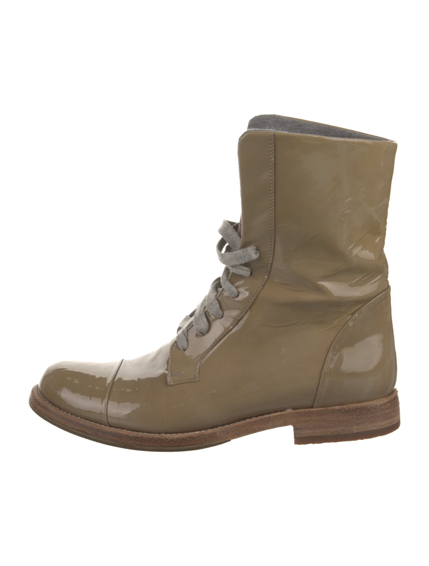 Brunello Cucinelli Patent Leather Combat Boots