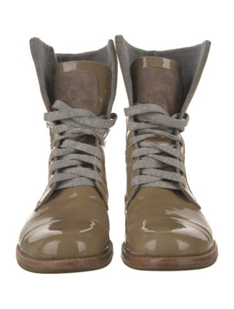 Brunello Cucinelli Patent Leather Combat Boots