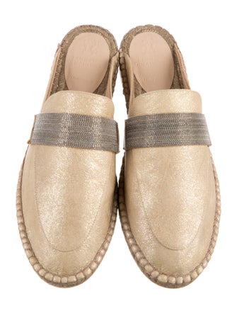 Brunello Cucinelli Monili Leather Espadrilles