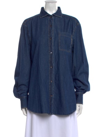 Brunello Cucinelli Long Sleeve Button-Up Top