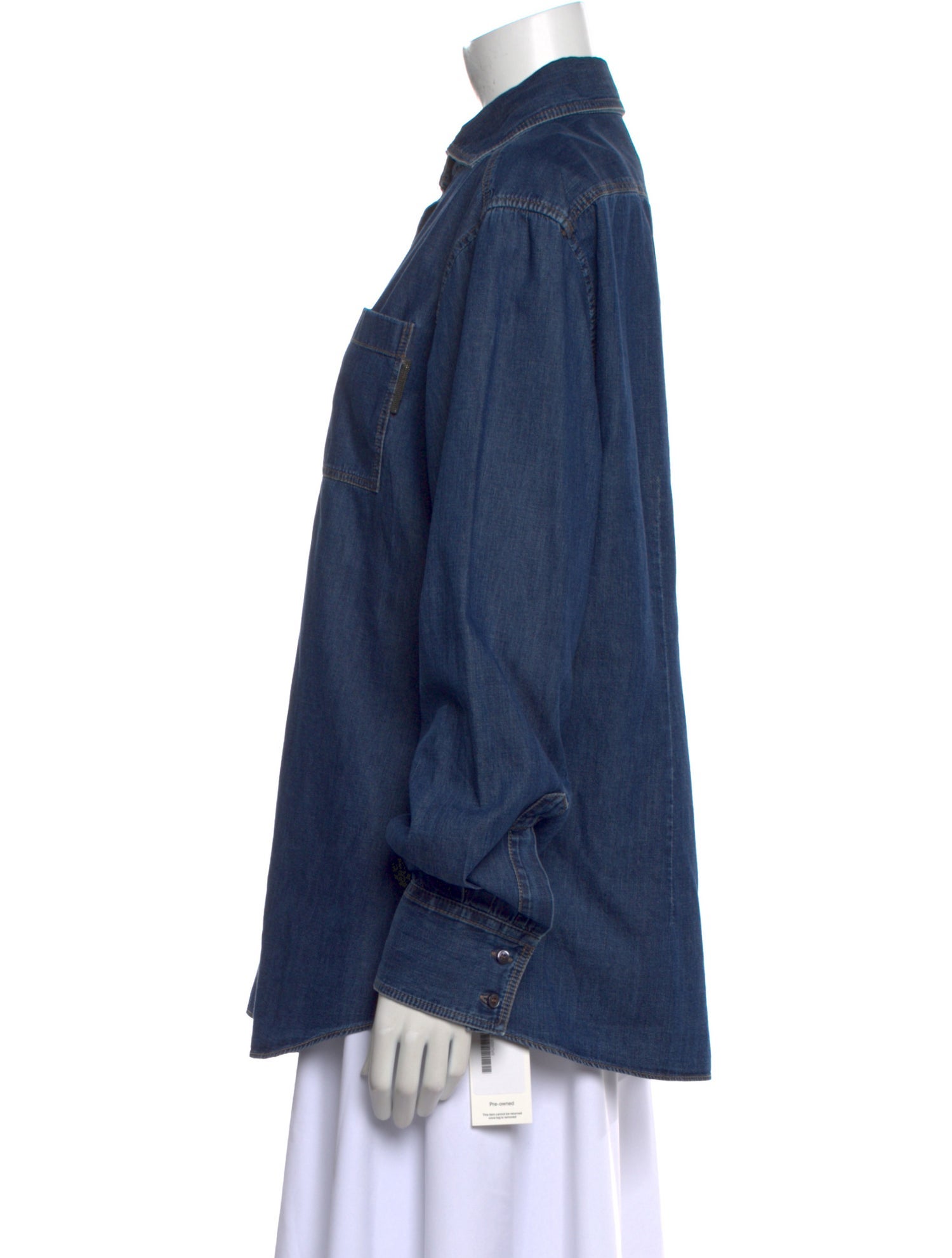 Brunello Cucinelli Long Sleeve Button-Up Top