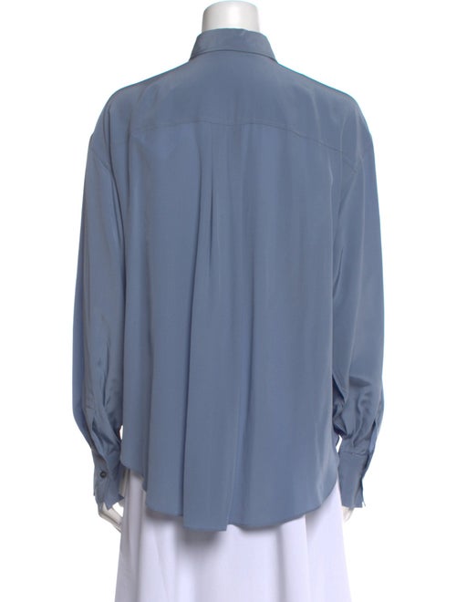 Brunello Cucinelli Silk Long Sleeve Button-Up Top