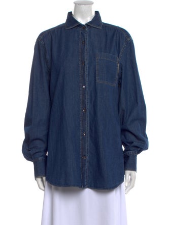 Brunello Cucinelli Long Sleeve Button-Up Top
