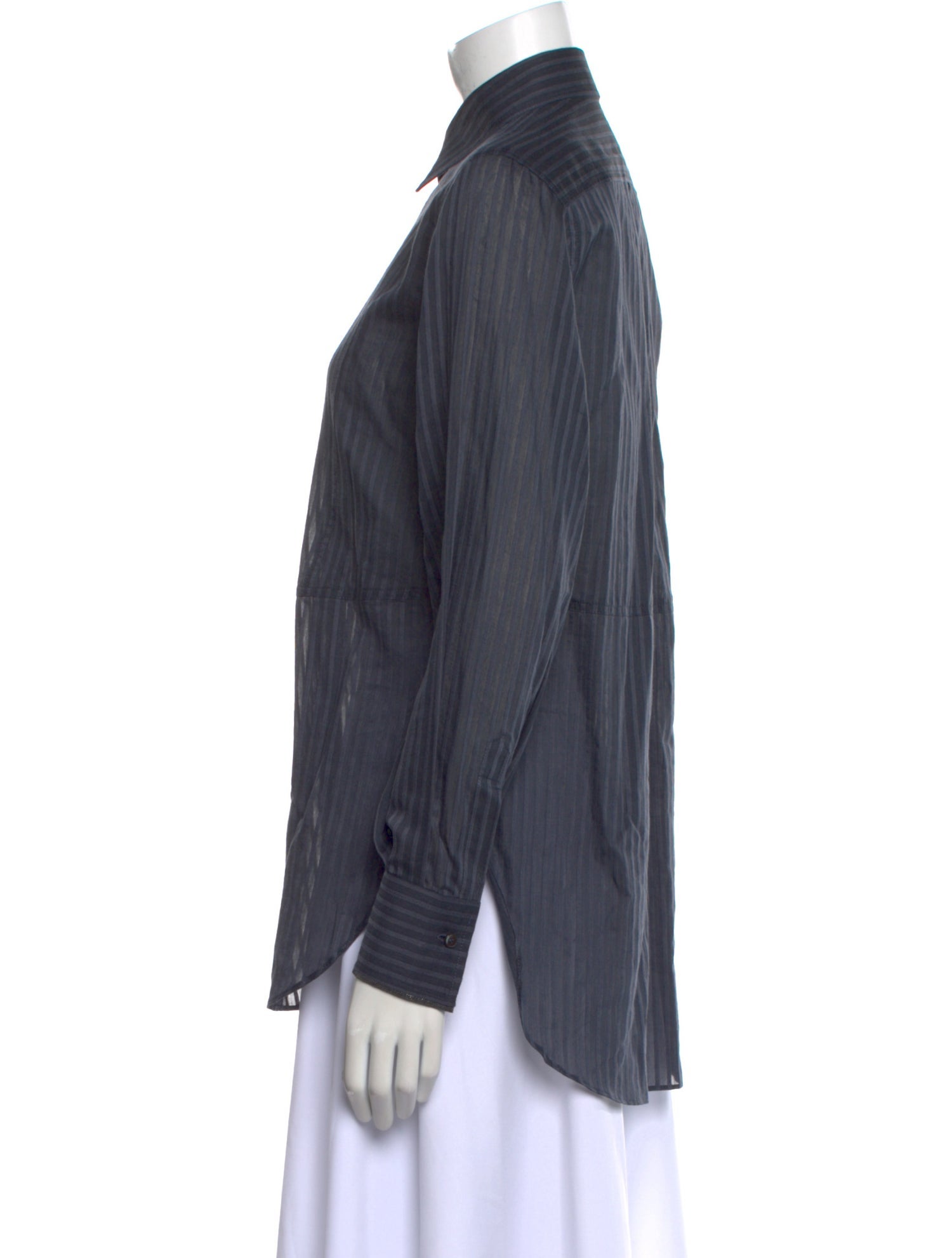 Brunello Cucinelli Long Sleeve Button-Up Top