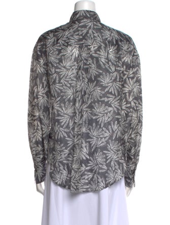 Brunello Cucinelli Silk Printed Button-Up Top