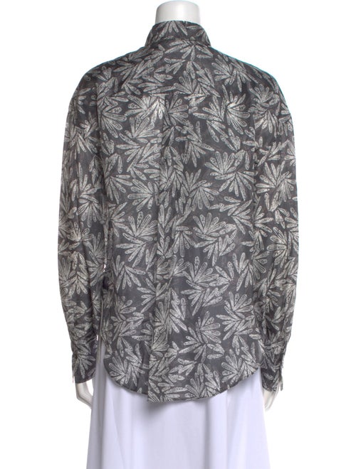 Brunello Cucinelli Silk Printed Button-Up Top