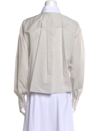 Brunello Cucinelli Striped Long Sleeve Button-Up Top