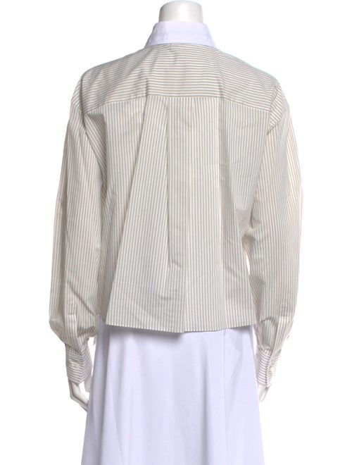 Brunello Cucinelli Striped Long Sleeve Button-Up Top