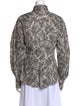 Brunello Cucinelli Printed Mock Neck Button-Up Top
