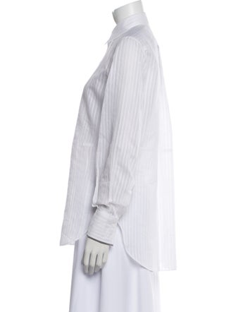 Brunello Cucinelli Striped Long Sleeve Button-Up Top