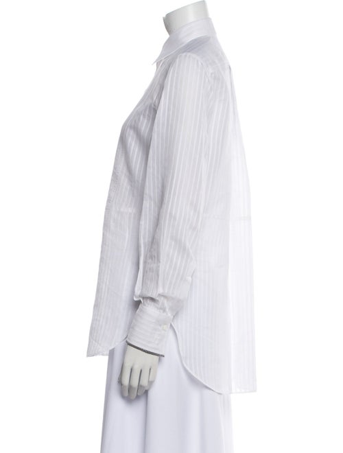Brunello Cucinelli Striped Long Sleeve Button-Up Top